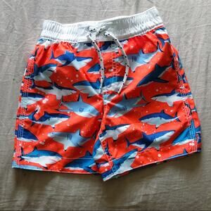 NWT Gap Orange Shark Print Swim Trunks 18-24 Months